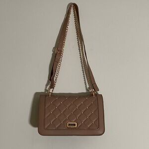 Badgley Mischka Square Purse, muted dark pink beige